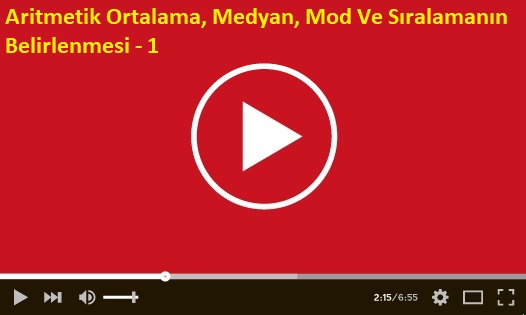 Aritmetik Ortalama, Medyan, Mod Ve Sıralamanın Belirlenmesi - 1