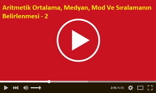 Aritmetik Ortalama, Medyan, Mod Ve Sıralamanın Belirlenmesi - 2