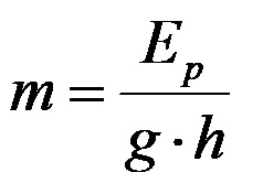 Enerji, yer ivmesi ve yükseklik yoluyla kütleyi hesaplamak için formül